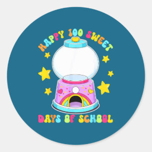 Funny 100 days of school gumball machine empty diy classic round sticker