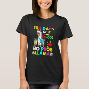 Funny 100 Days Of School No Probllama Llama Teache T-Shirt