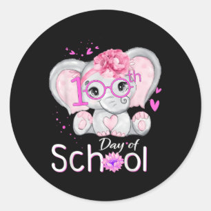 Funny 100 Days Of School Shirt Elephant 100th Day  Classic Round Sticker