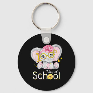 Funny 100 Days Of School Shirt Elephant 100th Day Key Ring