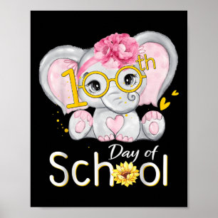 Funny 100 Days Of School Shirt Elephant 100th Day  Poster