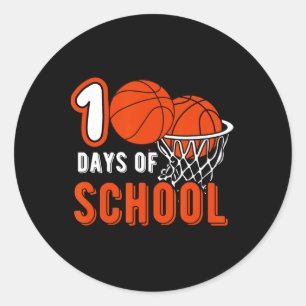 Funny 100 Days Of School Sketll Net Sports Lover Classic Round Sticker