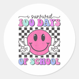Funny 100 Days Of School Smile Teacher Boy Girl 10 Classic Round Sticker
