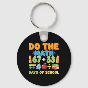 Funny 100 Days School Math Equation Student Teache Key Ring