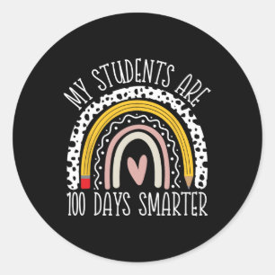 Funny 100 Days Smarter 100th Day Of School Teacher Classic Round Sticker