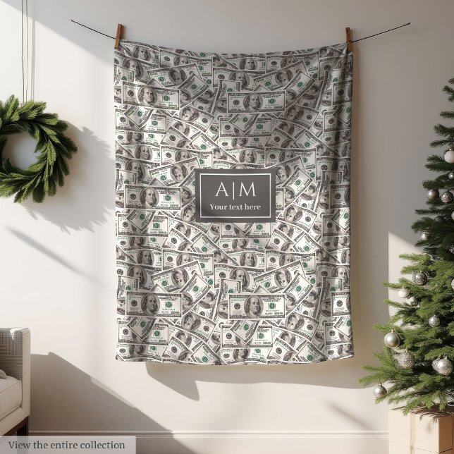 Funny 100 Dollar Pattern Custom Name Blanket (Funny 100 Dollars Pattern Custom Name Blanket)