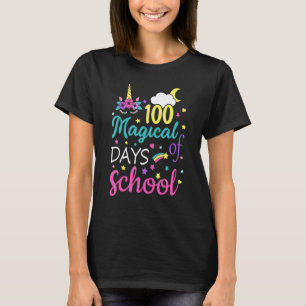 Funny 100 Magical Days Of School Unicorn Face Tea T-Shirt