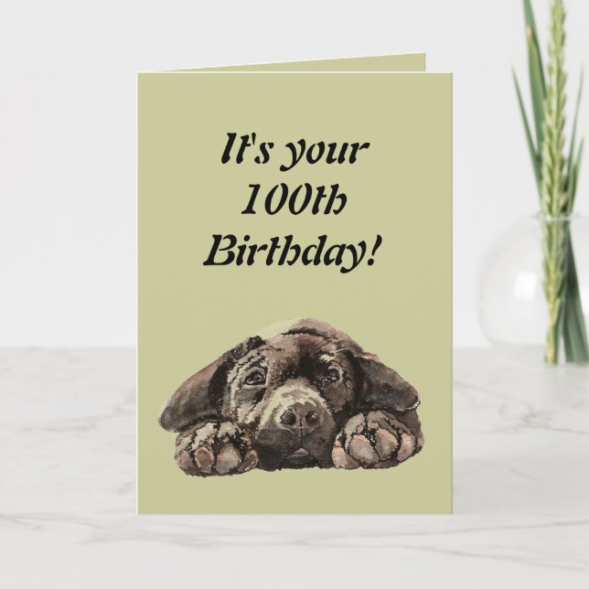 Funny 100th Birthday Customise Labrador Retriever Card (Front)