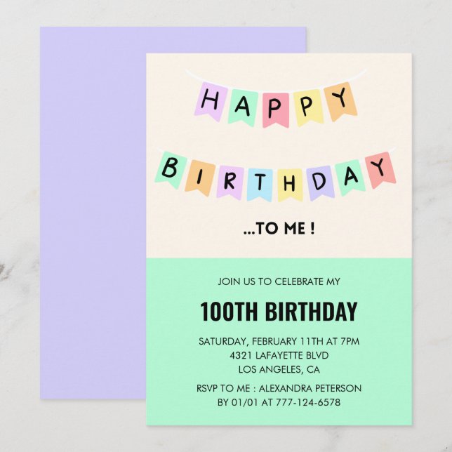  Funny 100th birthday invitations Happy Birthday (Front/Back)