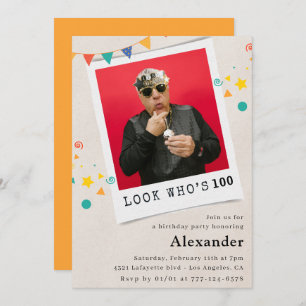 Funny 100th birthday invitations Men Fun Photo