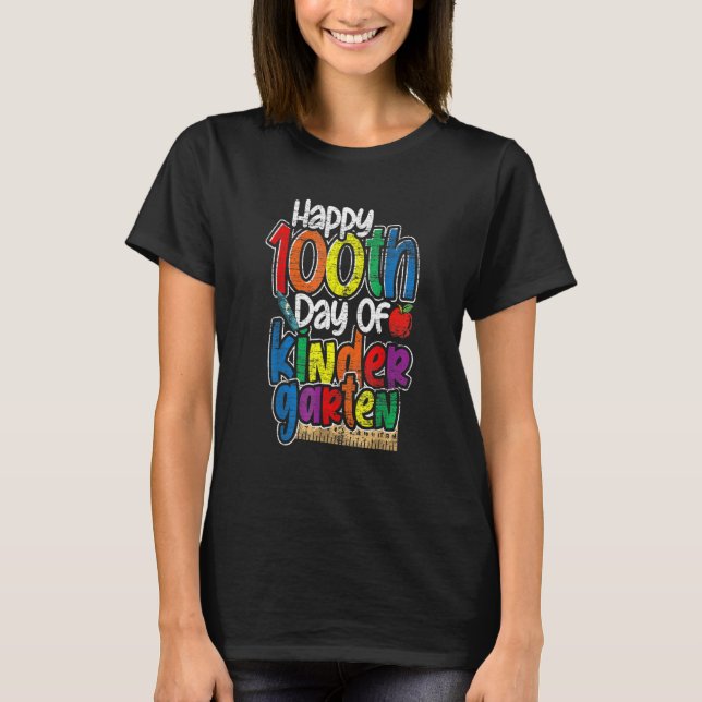 Funny 100th Day Kindergarten Kids Gift 100 Days Of T-Shirt (Front)