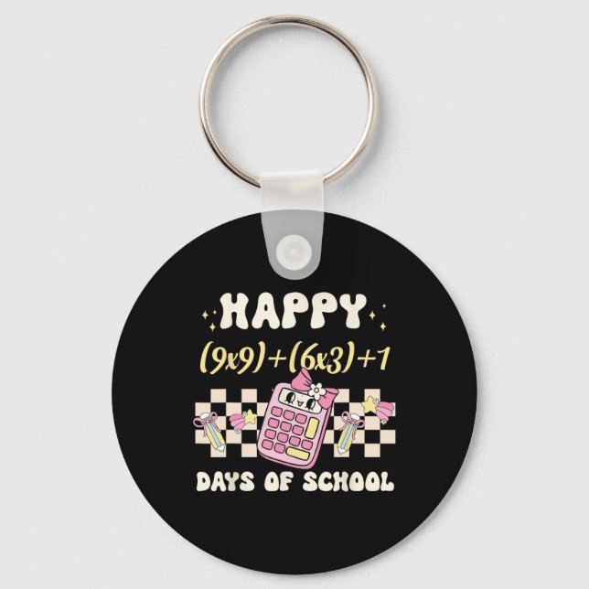 Funny 100th Day Math Formula 100 Days Of School Ma Key Ring (Front)