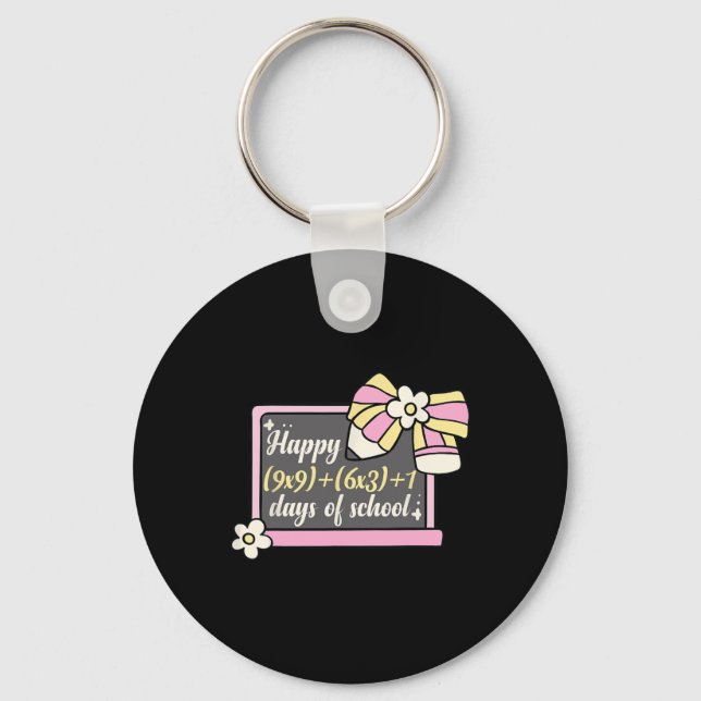 Funny 100th Day Math Formula 100 Days Of School Ma Key Ring (Front)