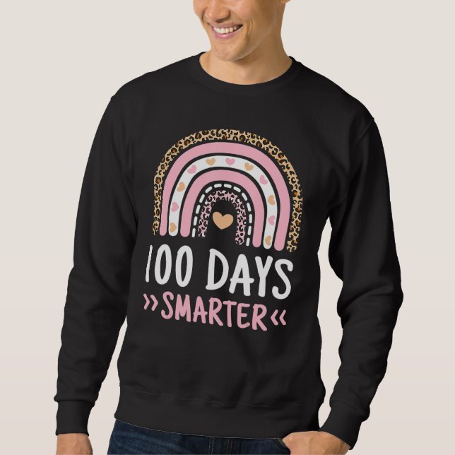 Funny 100th Day Of School 100 Days Smarter Leopard Sweatshirt (Front)
