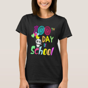 Funny 100th Day Of School Cute Panda Teachers Stud T-Shirt