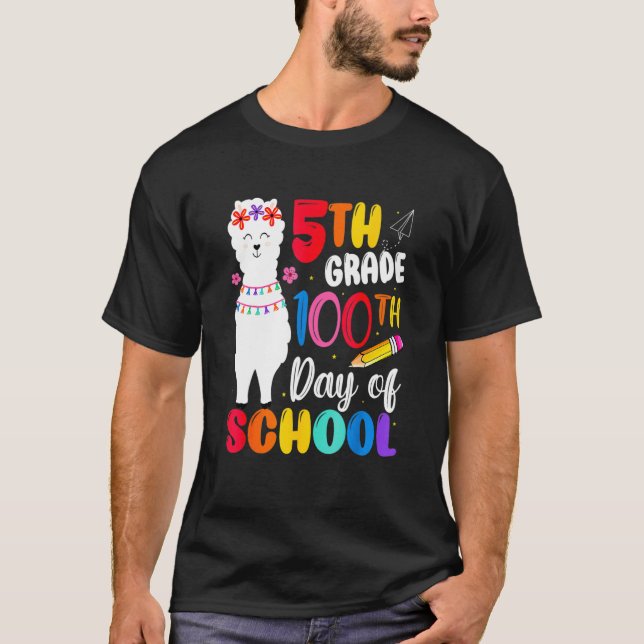 Funny 100th Day Of School No Prob Llama Happy 100t T-Shirt (Front)