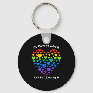 Funny 100th Day Of School Shirt Teacher Heart Vale Key Ring