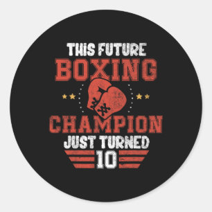 Funny 10th Birthday Boxing Tee Birthday Boy Classic Round Sticker