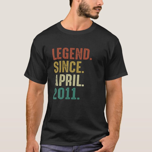 Funny 11 Year Old Birthday Gifts Legend Since Apri T-Shirt (Front)