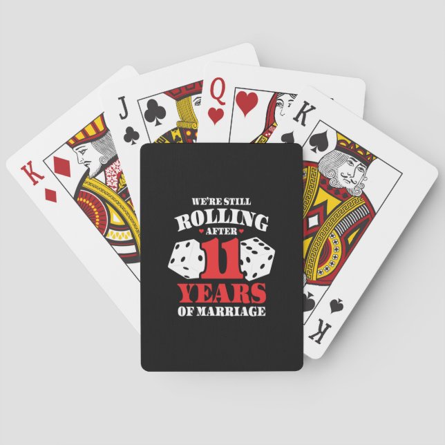 Funny 11th Anniversary Couples Married 11 Years Playing Cards (Back)