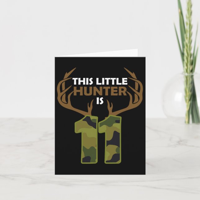 Funny 11th Birthday 11 Year Old Deer Hunter Gift B Card (Front)