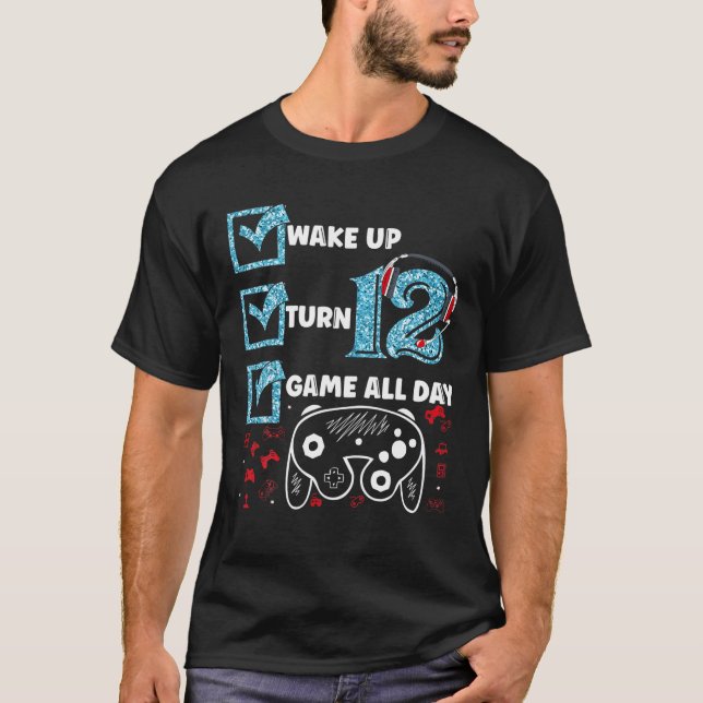 Funny 12 Years Old Gamer 12Th Birthday Party Video T-Shirt (Front)