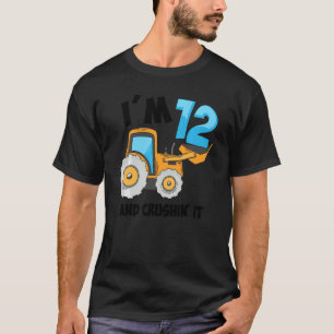 Funny 12th Birthday Cute 12 Years Old Bulldozer Bo T-Shirt