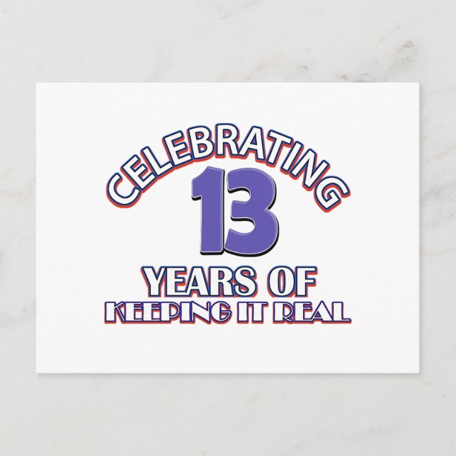 Funny 13th birthday designs postcard (Front)