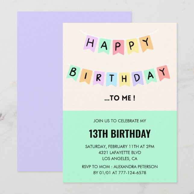  Funny 13th birthday invitations Happy Birthday (Front/Back)