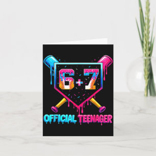 Funny 13th birthday teenager 67 baseball drip boys card