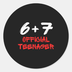 Funny 13th Birthday Teenager 6+7 Year Old Boys Kid Classic Round Sticker