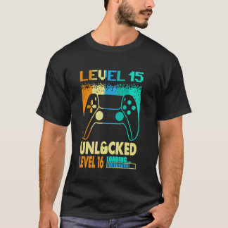 Funny 15 Years Old Gamer Vintage Retro Level 15 Un T-Shirt