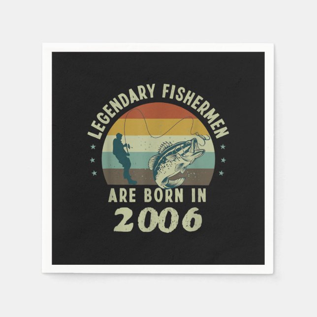 Funny 15th Birthday Fishing Gift for 15 Years Napkin (Front)