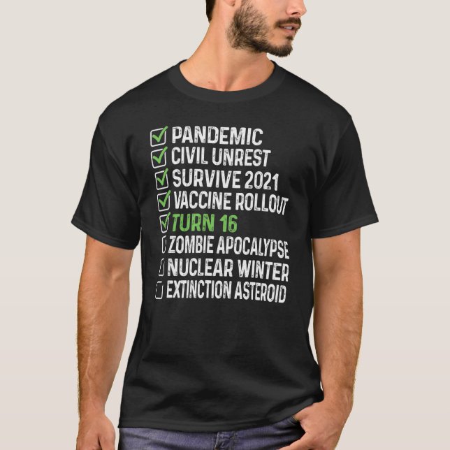 Funny 16th Birthday Tee 16 Years Old Checklist 202 (Front)