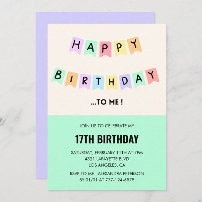  Funny 17th birthday invitations Happy Birthday (Front/Back)