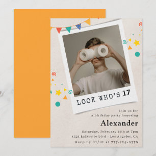Funny 17th birthday invitations Men Fun Photo