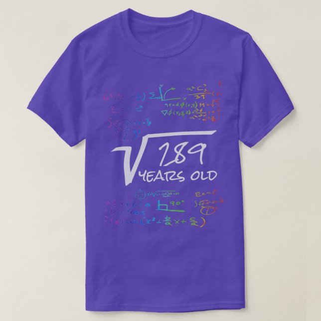 Funny 17th Birthday Math Design Square Root of 289 T-Shirt (Design Front)