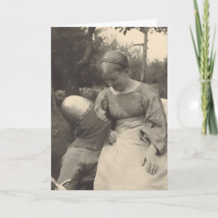 Funny 1890s Couple in Embrace Black & White Photo Card