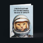 Funny 18th Birthday Card<br><div class="desc">Funny 18th Birthday Greeting Card for an 18 year old featuring retro NASA space cat</div>