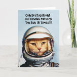 Funny 18th Birthday Card<br><div class="desc">Funny 18th Birthday Greeting Card for an 18 year old featuring retro NASA space cat</div>