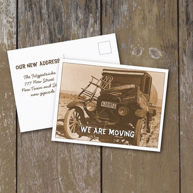 Funny 1930s Hillbilly Truck Moving Announcement Postcard (Creator Uploaded)