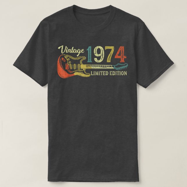 Funny 1974 birthday gift for men Guitar Lover 48th T-Shirt (Design Front)