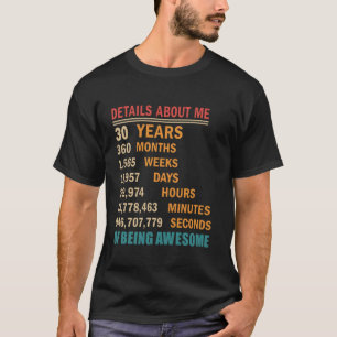 Funny 1994 30th 30 Years Old Birthday Countdown Ma T-Shirt