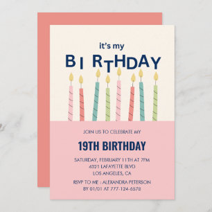Funny 19th birthday invitations Birthday Candle