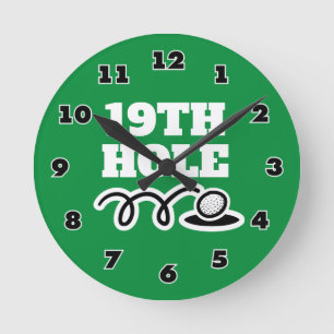 Funny 19th hole golf club wall clock with numbers