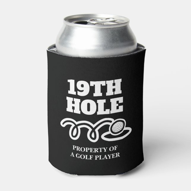Funny 19th hole golf humour gift beverage beer can cooler (Can Front)