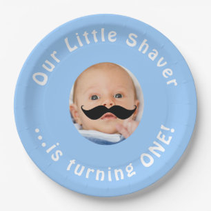 Funny 1st Birthday Party Boy Little Shaver Photo Paper Plate