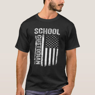 Funny 1st Day Of School Custodian American Flag 4t T-Shirt