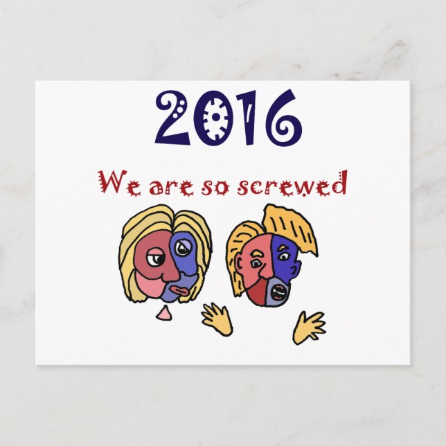 Funny 2016 Election Frustration Cartoon Postcard (Front)