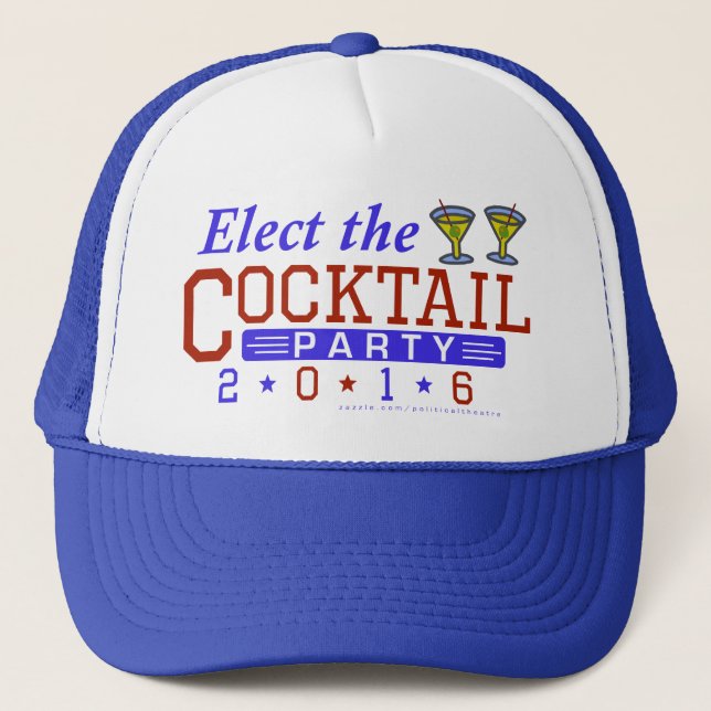 Funny 2016 Election Parody Cocktail Party Trucker Hat (Front)